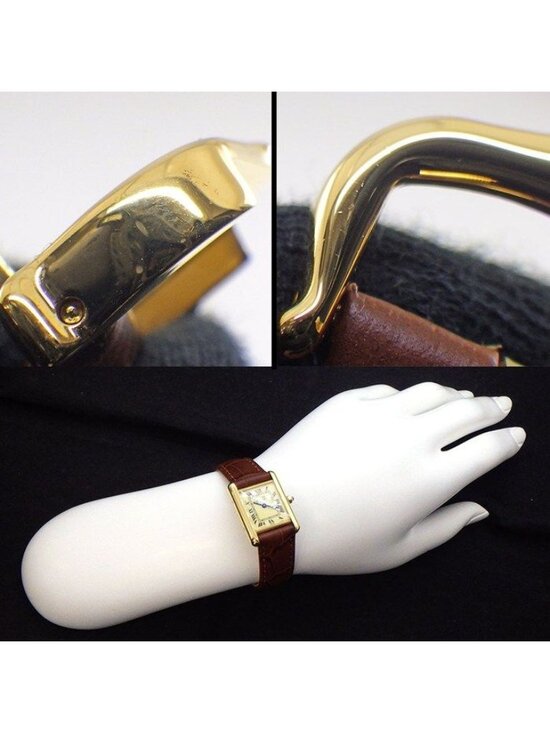 Cartier Watch Must Tank Vermeil SM Rectangular Ivory Dial Brown Calf Leather main image 9